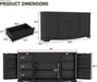 65" Sideboard Buffet Cabinet with Storage, Farmhouse Kitchen Pantries Sideboard Cabinets with Drawer, Wood Coffee Bar Cabinet with Adjustable Shelves, Storage Cabinets for Kitchen, Black