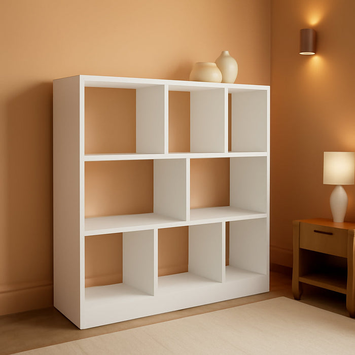 Bookcase, Bookshelf, Freestanding Storage Unit, 8 Open Compartments, Used Horizontally, Vertically, Upside Down, 11 X 35.4 X 39.4 Inches, for Living Room, Study, Office, White ULBC55WT