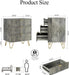 Grey Dresser for Bedroom, Modern Fluted 3 Drawer Dresser with Storage, Dresser Chest of Drawers with Gold Handles for Bedroom, Living Room, Closet, Hallway, 15.8" D X 23.6" W X 27.6" H