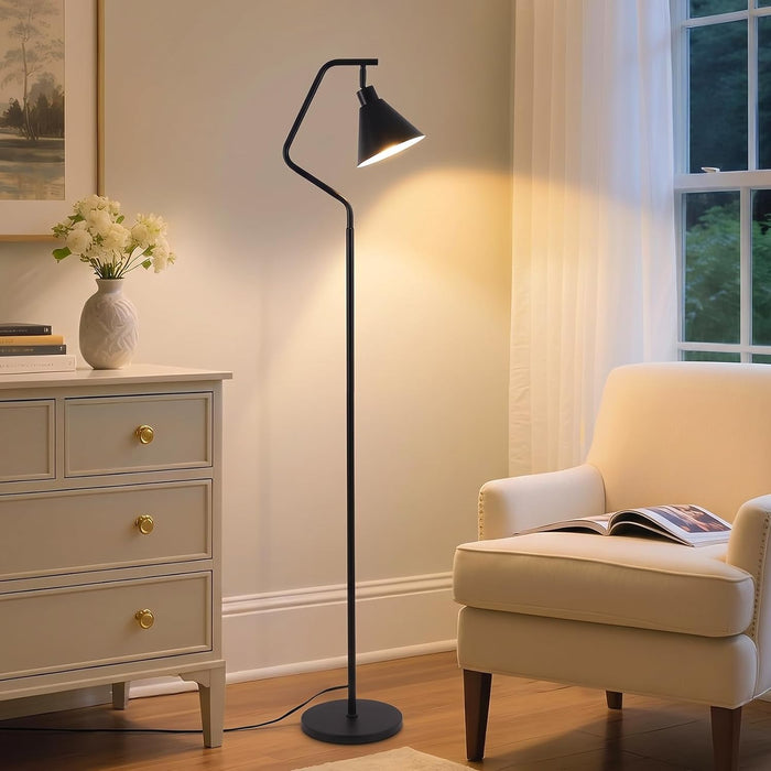 Vintage Floor Lamp for Bedroom,Adjustable-Iron Shade,12W Led Bulb