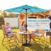 9 FT Patio Umbrella W/ Push Button Tilt and Crank Outdoor Umbrella, 8 Sturdy Ribs, UV Protection, Solution-Dyed Fabric, Aqua