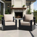 Outdoor Aluminum Furniture, Patio Chairs with 6" Thick Removable Cushions, All-Weather Metal Frame, Deep Setting for Garden, Poolside and Porch,Beige
