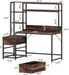 Computer Desk with Drawers and Hutch, 55" Gaming Desk with Storage Shelves, Modern Wooden Study Writing Desk for Bedroom Home Office, Brown
