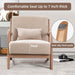 Mid Century Modern Accent Chair with Wood Frame, Upholstered Living Room Chairs with Waist Cushion, Reading Armchair for Bedroom Sunroom (Beige)