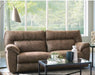 Thompson Power Reclining Sofa in Brown Polyester Fabric