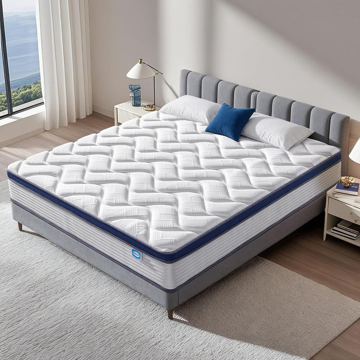 King Mattress 12 Inch, Hybrid King Size Mattress with Memory Foam & Pocket Springs, Certipur-Us Certified, Medium Firm, Motion Isolation, King Bed Mattress in a Box for Pressure Relief