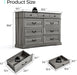 Farmhouse 9-Drawer Dresser - Grey Chest of Drawers for Bedroom and Living Room Organization, Wood Dresser with Ample Storage Space and Rustic Charm, Grey