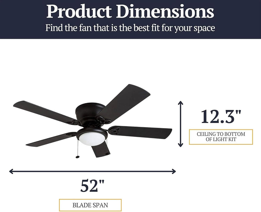 Classic 52-inch Matte Ceiling Fan Integrated Lighting