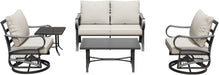 5-Piece Patio Conversation Set, Swivel Chairs Loveseat Khaki