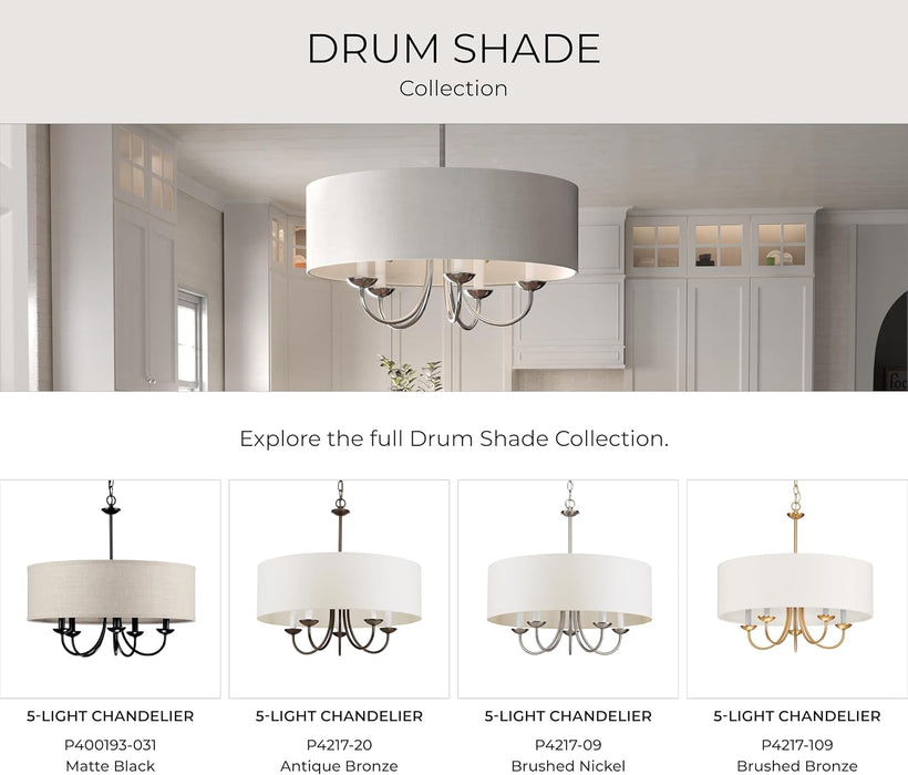 Five Light Chandelier Fixture White Textured Bronze