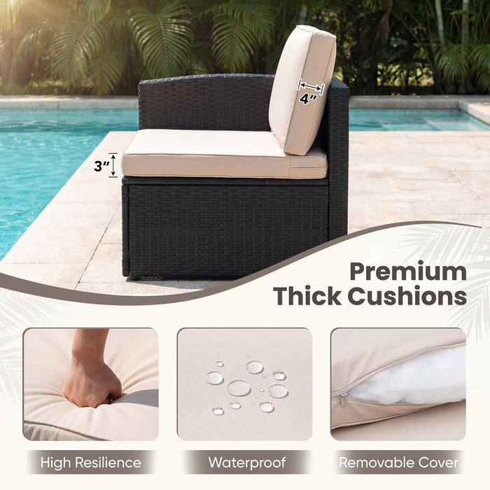 Patio Sofa,4 Pieces Outdoor Furniture Set,Wicker Sectional Couch