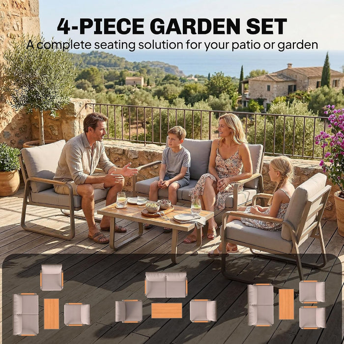 4 Piece Patio Furniture Set Outdoor Conversation Set Brown