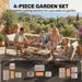 4 Piece Patio Furniture Set Outdoor Conversation Set Brown