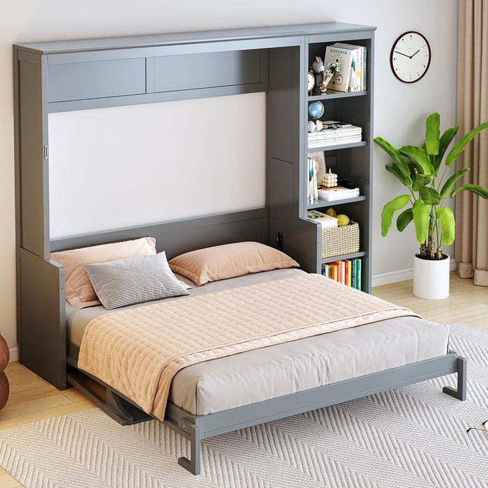 Gray Queen MurphyDesk With Industrial Storage Shelving