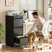 3 Drawer File Cabinet with Lock, Vertical Filing Cabinets for Home Office, Metal Storage Cabinets, Heavy Duty File Cabinet for Letter/Legal/A4/F4 Size Amsseble Required, Black