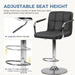 Swivel Bar Stools Set of 4, PU Leather Counter Height Bar Chairs | Adjustable Height, Barstools with Metal Armrests, Backrest, Water-Resistant, Kitchen Island, Pub, Dining Room, Black