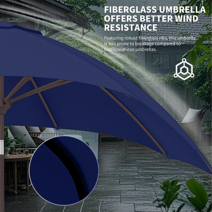 10FT Outdoor Patio Umbrella, round Market Table Umbrella with Push‑Button Tilt and Crank Lift, 8 Sturdy Metal Ribs, UV50+ Protection Canopy for Backyard, Lawn, Deck, Poolside, Garden (Navy Blue)