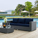 Sojourn Wicker Rattan Outdoor Patio Sunbrella Fabric Sofa in Canvas Navy
