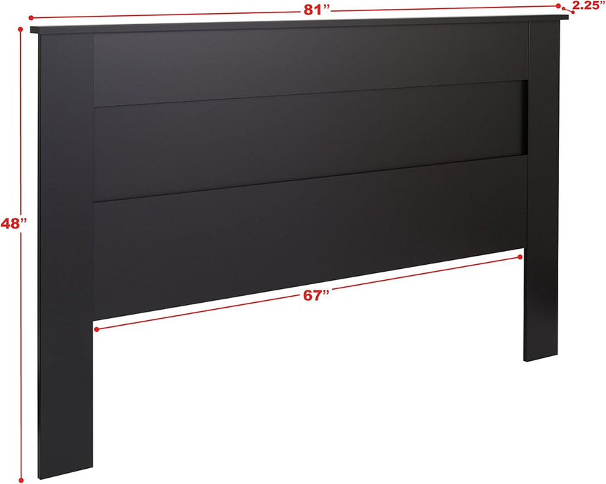 Stylish Flat Wood Panel Headboard for King Size Beds, Simplistic Wooden King Headboard 2.25" D X 81" W X 48" H, Black, BHFK-1301-1