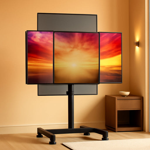 Floor TV Stand with Mount for 26-50 Inch Tvs up to 55 Lbs, TV Floor Stand with Rotation, Tilt, Level, Height Adjustable TV Stand for Bedroom/Living Room, Max VESA 300X300Mm, PGFS12