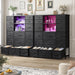 51" H Dresser with 15 Drawers Dresser for Bedroom with Charging Station & LED Lights & Hutch Sturdy Black Bedroom Dressers, Steel Frame, Wood Top, 51.2" H X 39.3" W X 11.8" D