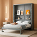 Full Size Murphy Bed Wall Bed with Shelves and Mattress Holder,Wood Hideaway Cabinet Chest W/Slat Support,Can Be Folded,For Small Room,Dorms,Gray