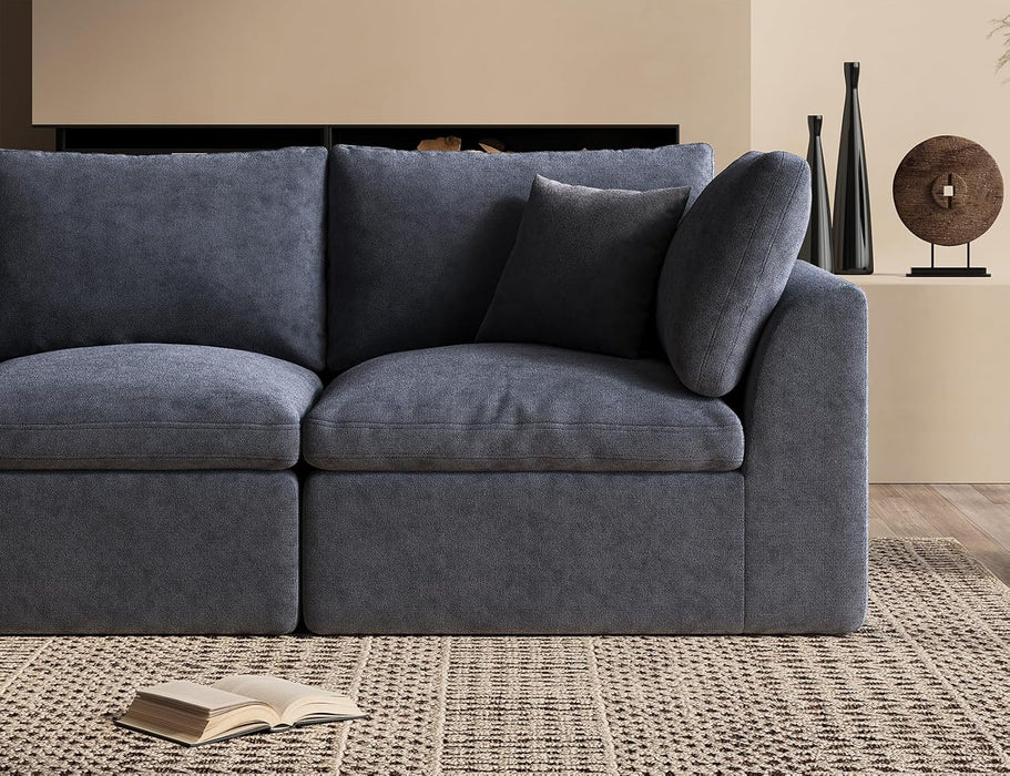 110 Inch Cloud Convertible Sectional Sofa GreyFabric
