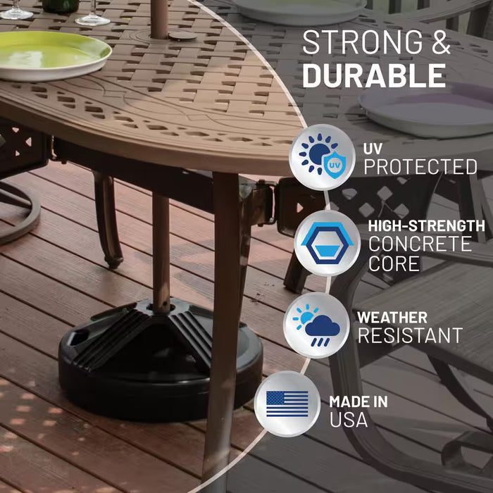 US Weight Durable 50 Lbs. Umbrella Base Designed to Be Used with a Patio Table in Black