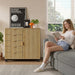 Five Drawer Oakwood Filing Cabinet Locking Casters