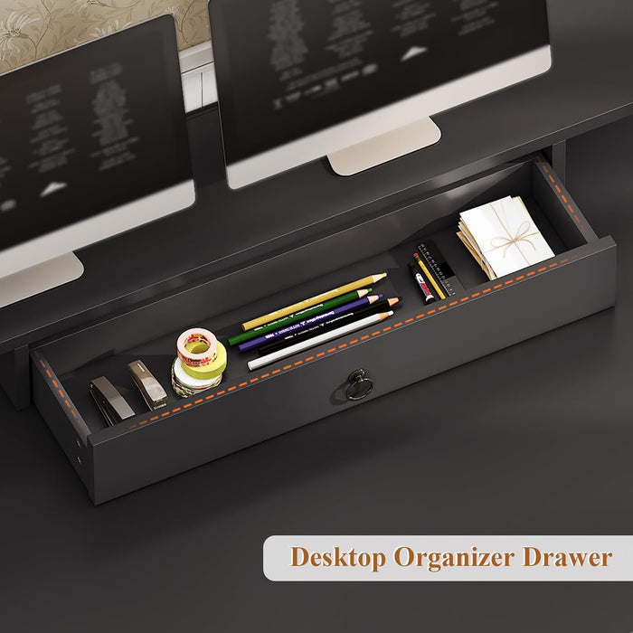 63InchWide White SolidWood Executive Desk With Drawer