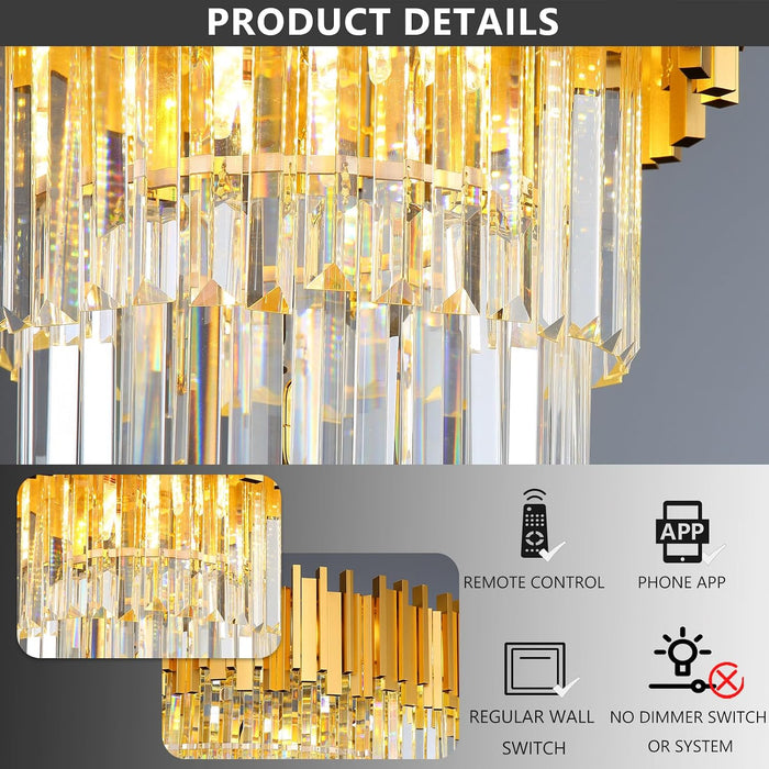 Gold Oversized Crystal Chandelier For High Ceilings