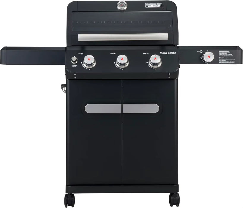 BBQ Grills Barbecue Stainless Steel 3 Burner Propane Gas Grill, 48,000 BTU Patio Garden Grill with Side Burner and Knob Controls