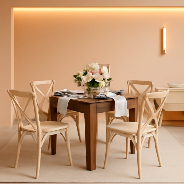 Rustic Brown Solid Wood Dining Table, Kitchen Table with Square Legs, Farmhouse Dining Table, 46" X 30", Seats 4, Rustic Finish for Indoor or Outdoor Use