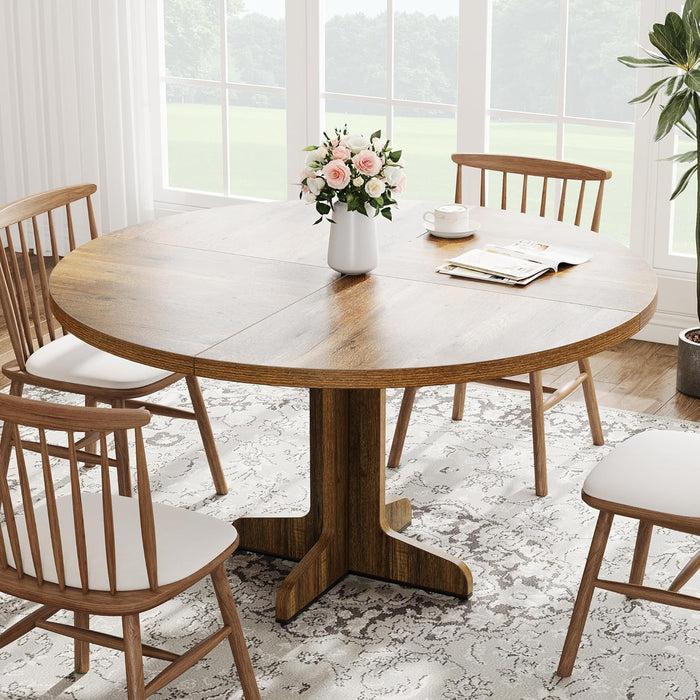 Round Dining Table 47 Inch Brown MatteTexturedFinish