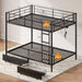 Metal Bunk Bed FullOverFull USB Charging MatteBlack