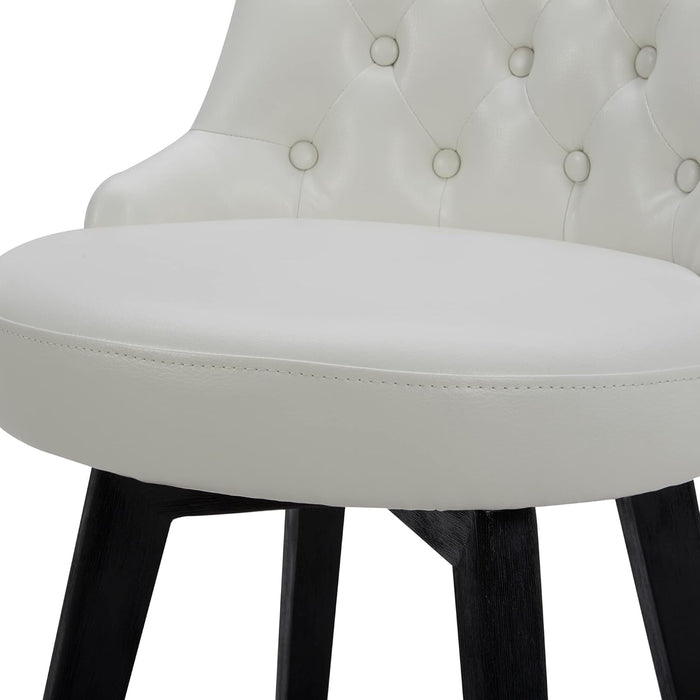 Counter Height Bar Stools, Faux Leather Upholstered Modern Swivel Barstool with Back, Solid Wood Legs, 26" H Seat, White