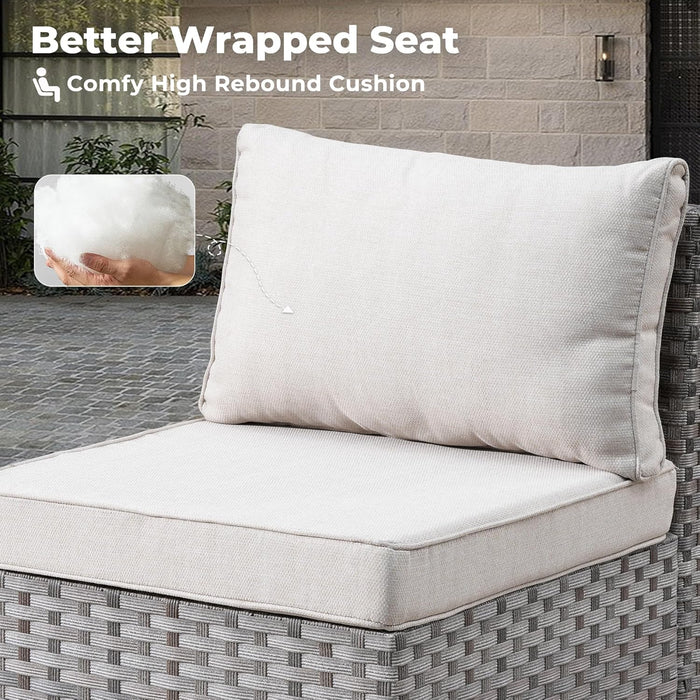 6 Pieces Patio Furniture Set Outdoor Sectional Sofa Couch with Comfy Cushions and Deep Seat, Modern Modular Wicker Rattan Conversation Set, Beige
