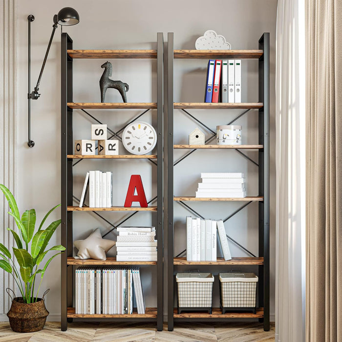 Six Tier Ladder Bookshelf Industrial Style Display
