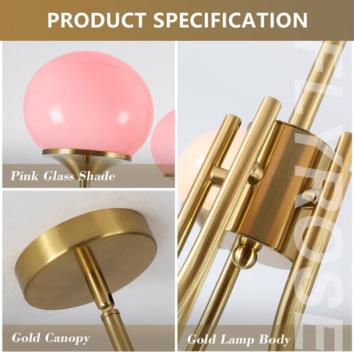 Luxurious Pink Glass 5-Light Pendant Ceiling Light