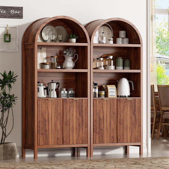 SeventyOneInch Walnut Arched Pantry Cabinet Shelves