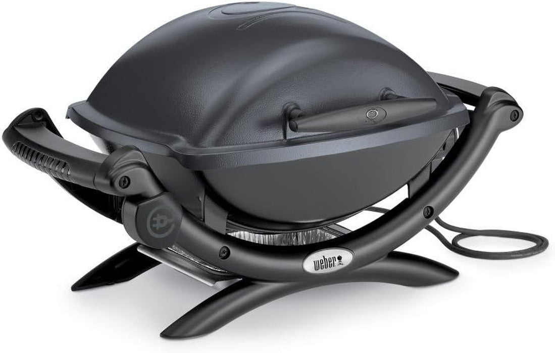 Weber Q1400 Electric Grill, Gray – Portable 1560‑Watt Outdoor Electric BBQ with Porcelain‑Enameled Cast‑Iron Grates – Compact Balcony & Patio Grill with Infinite Control Settings