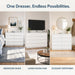 White 8 Drawer Dresser for Bedroom,Modern Deep Drawer Dresser,Wide Storage Chest of Drawer for Closet,Wood Storage Organizer Furniture for Living Room