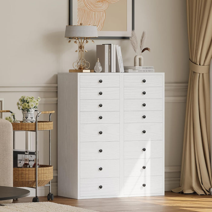 White UltraSlimline Dresser With 8 Drawer StorageCapacity