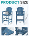 Tall Adirondack Chairs Set of 2 with Double Layer Connecting Tray, HDPE Bar Height Outdoor Chairs, Wood-Like Adirondack Bar Stools for Patio, Balcony, Porch, Blue