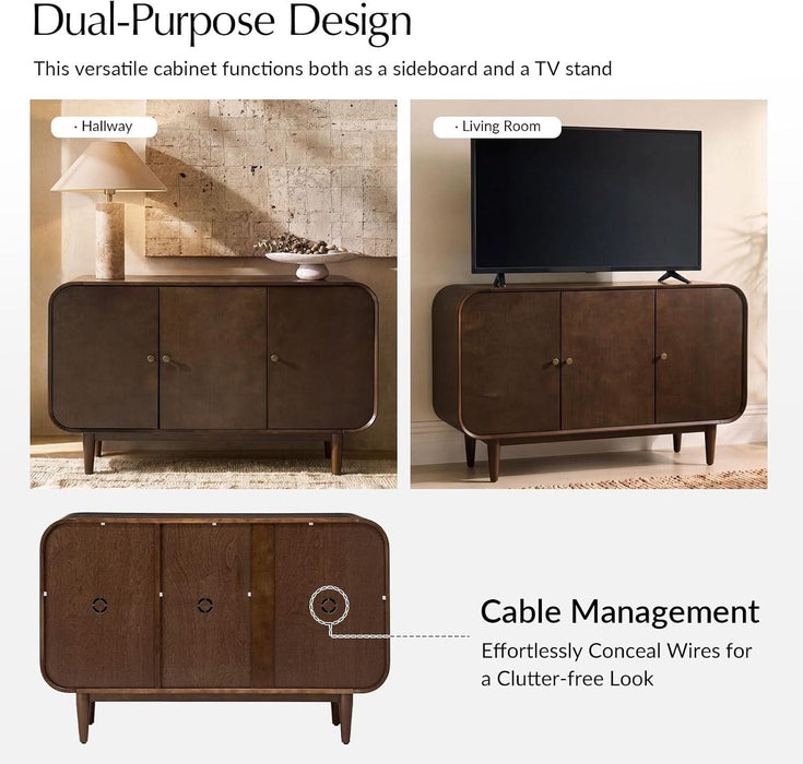 48" Buffet Cabinet with Storage, 3 Doors Sideboard, Auburn