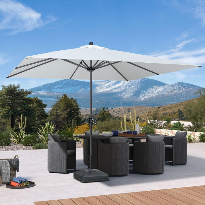 10' X 10' Square Patio Umbrella Outdoor Table Umbrella Aluminum Frame Market Umbrella Sun Umbrella with 8 Sturdy Ribs for Garden Deck Lawn Pool White