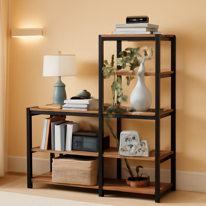 Book Shelf for Bedroom, 5-Tier Tall Bookshelf with 3 Display Shelves for Living Room, Wooden Bookcases Modern Free Standing Bookshelves for Office