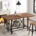 Dining Table for 6 People, Industrial Rectangular Kitchen Table with Metal Footrest, 35.43" Counter Height Dinner Table for Dining Room (Rustic Brown)