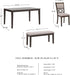 Langwest Dining Room Table Set, 4 Upholstered Chairs and Bench, Seats 6, Cushioned Seats, Wood, Cherry Brown