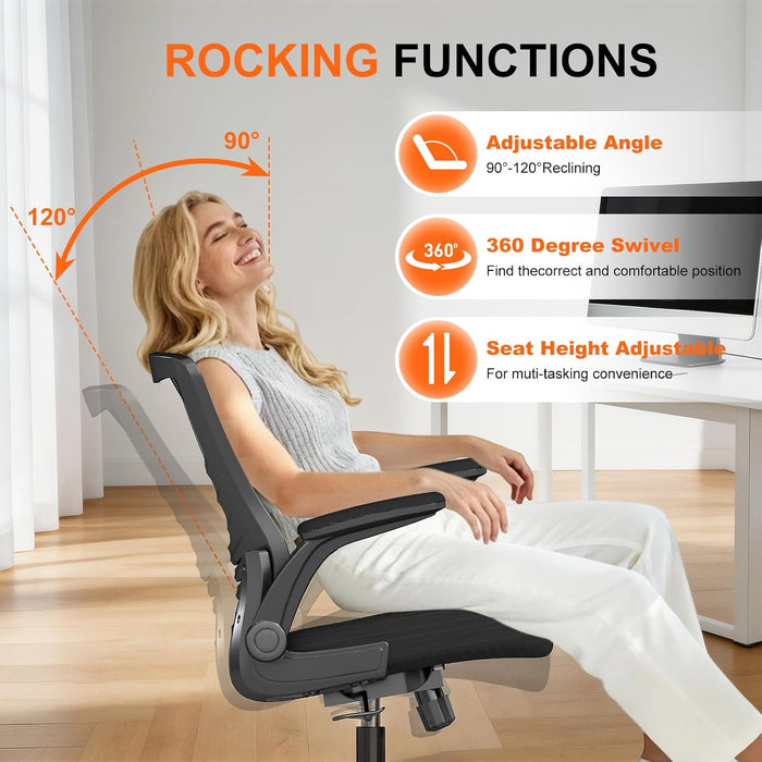 Ergonomic Office Chair, Comfy Mesh Desk Chair with Flip-Up Armrests